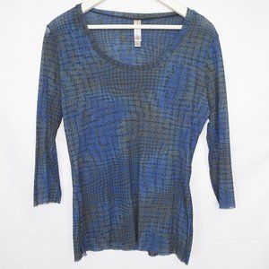Lucy Fiona Blue y2k Trippy Dot Mesh Top